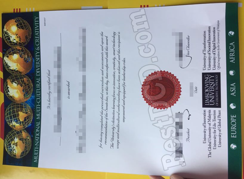 Limkokwing University certificate