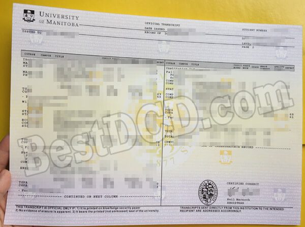 University of Manitoba fake transcript