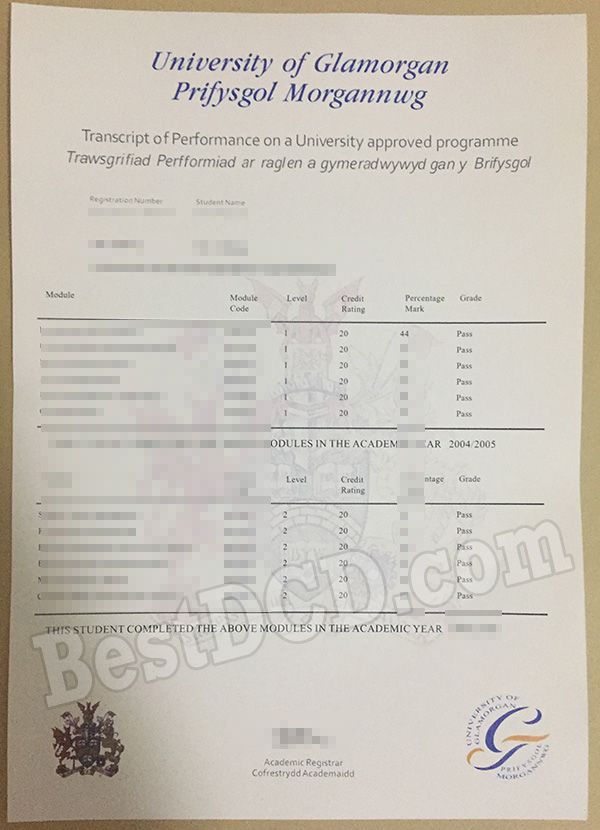 University of Glamorgan fake transcript