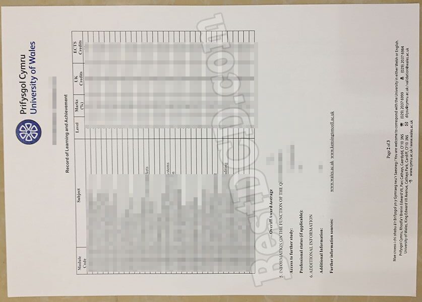 University of Wales fake transcript