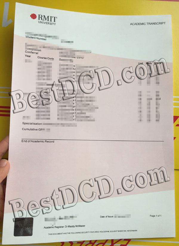 RMIT University fake transcript
